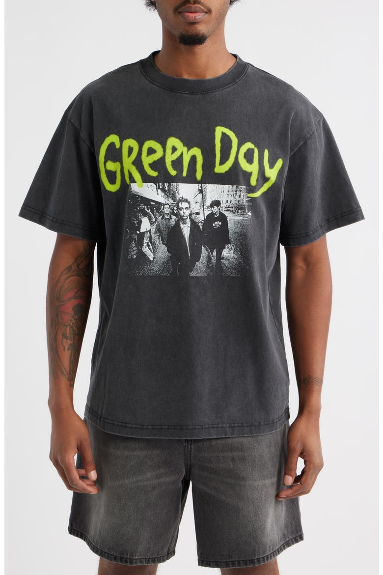 Green Day Photo Graphic T-Shirt, Main, color, BLACK