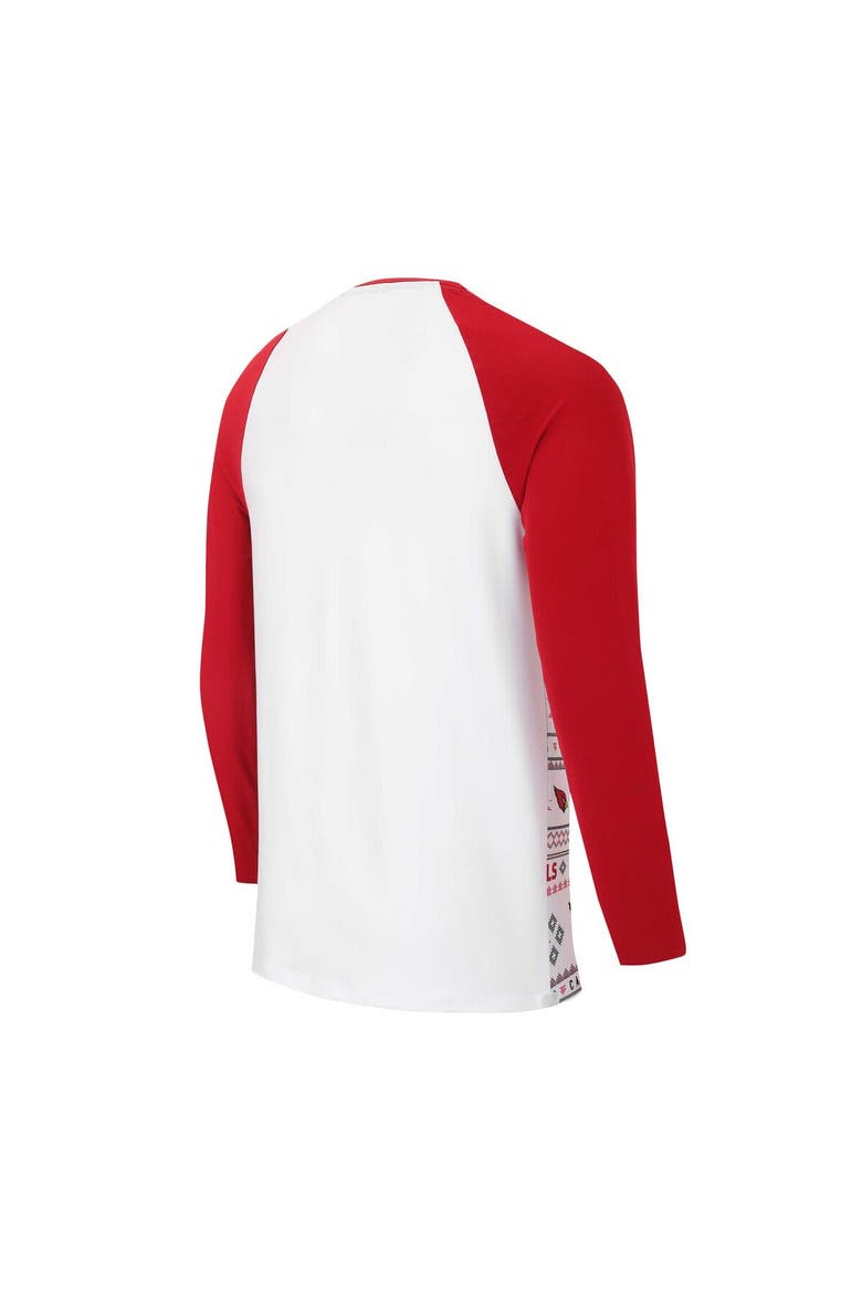 Men's Concepts Sport White/Cardinal Arizona Cardinals Tinsel Raglan Long Sleeve T-Shirt & Pants Sleep Set, Alternate, color, White