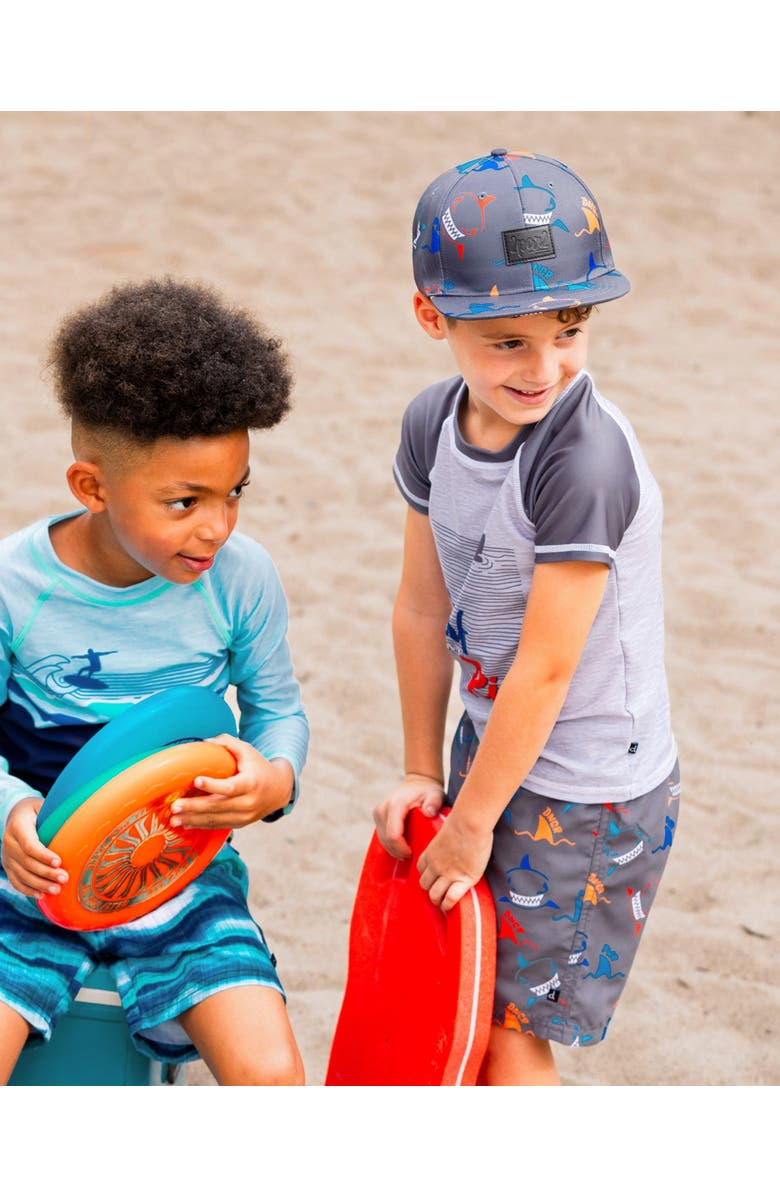 Deux par Deux Little Boy's Short Sleeve Rashguard Dark And Light Gray, Alternate, color, Dark And Light Gray