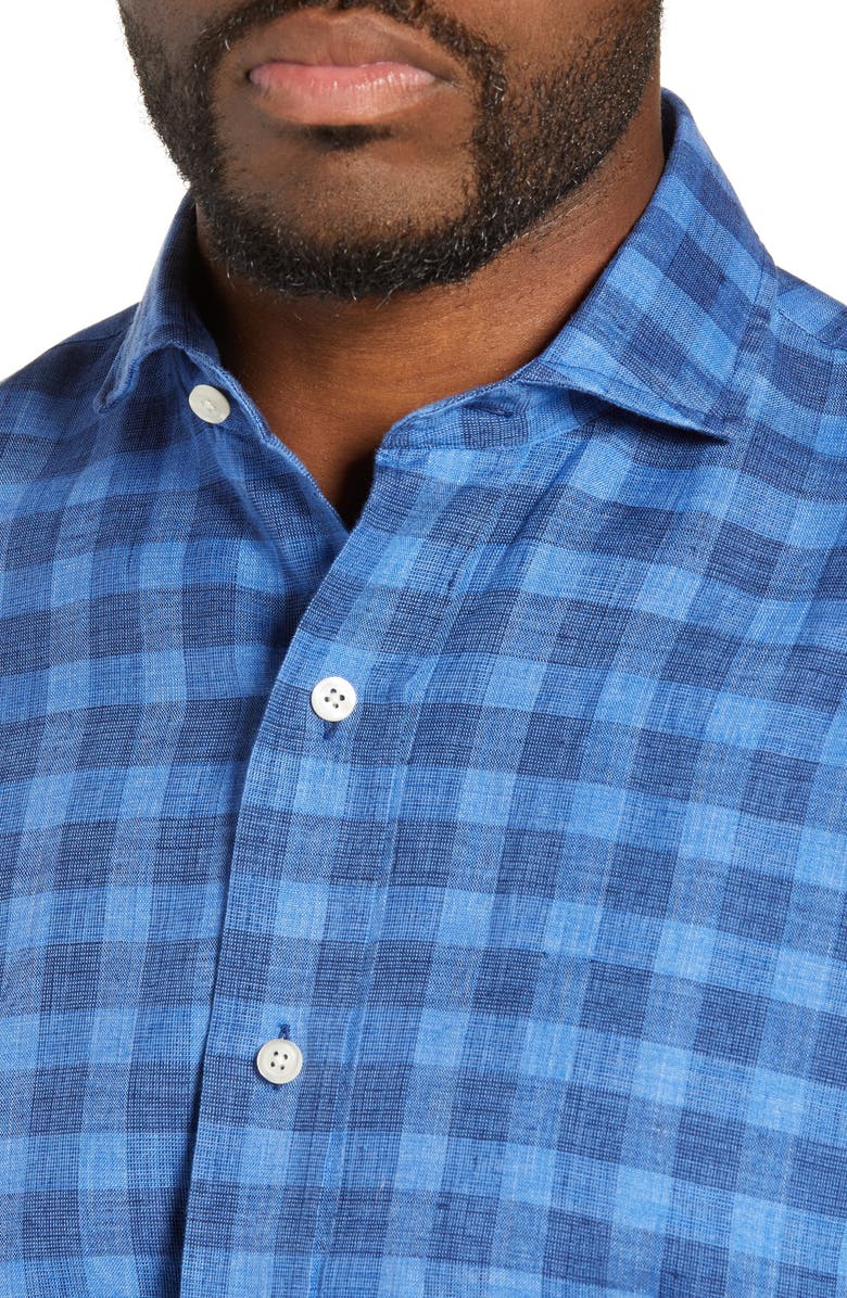 Ledbury McClellan Slim Fit Check Linen & Cotton Dress Shirt, Alternate, color, 