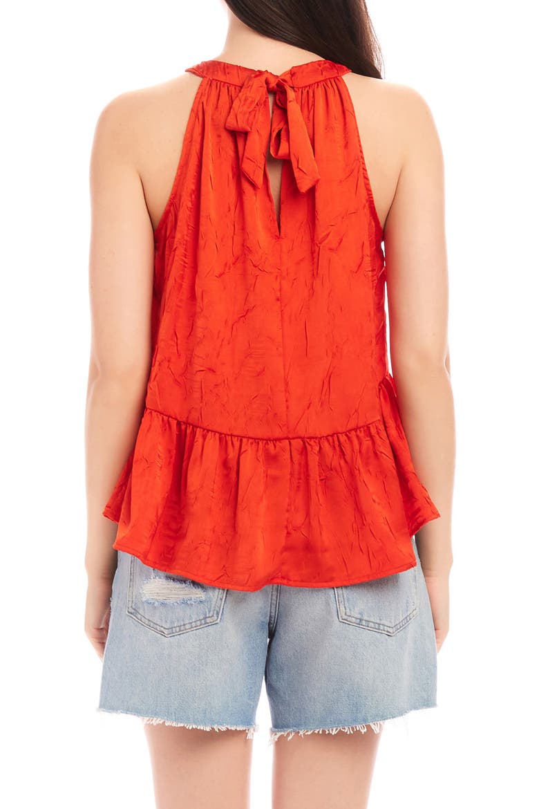 Floren Peplum Crushed Satin Top, Alternate, color, BURNT ORANGE