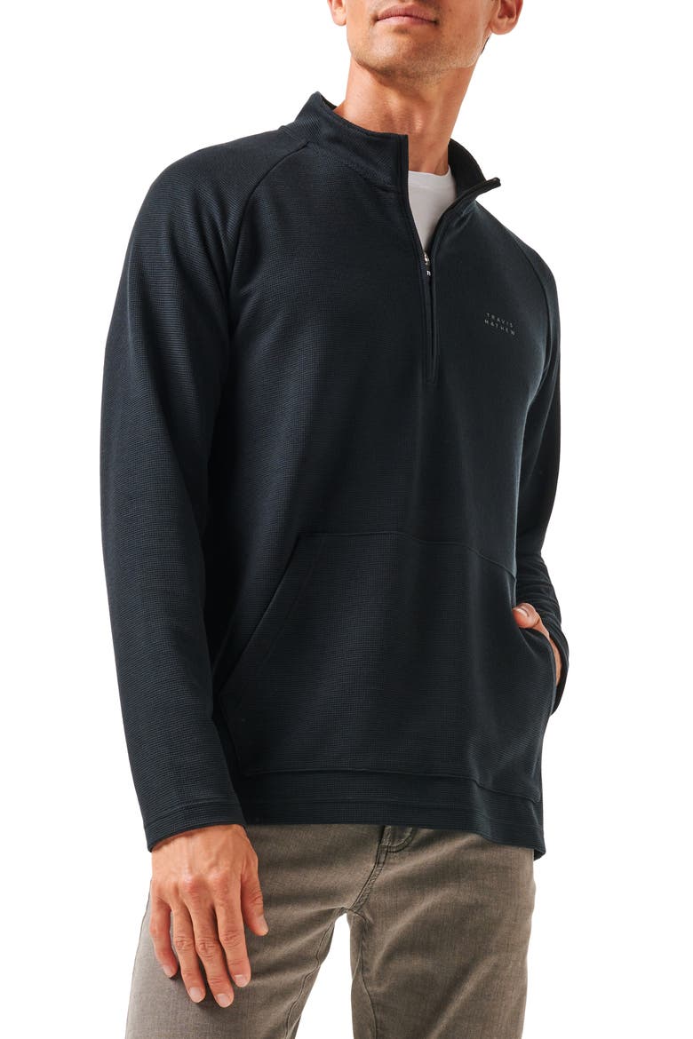 Thermal Quarter Zip Pullover, Main, color, BLACK