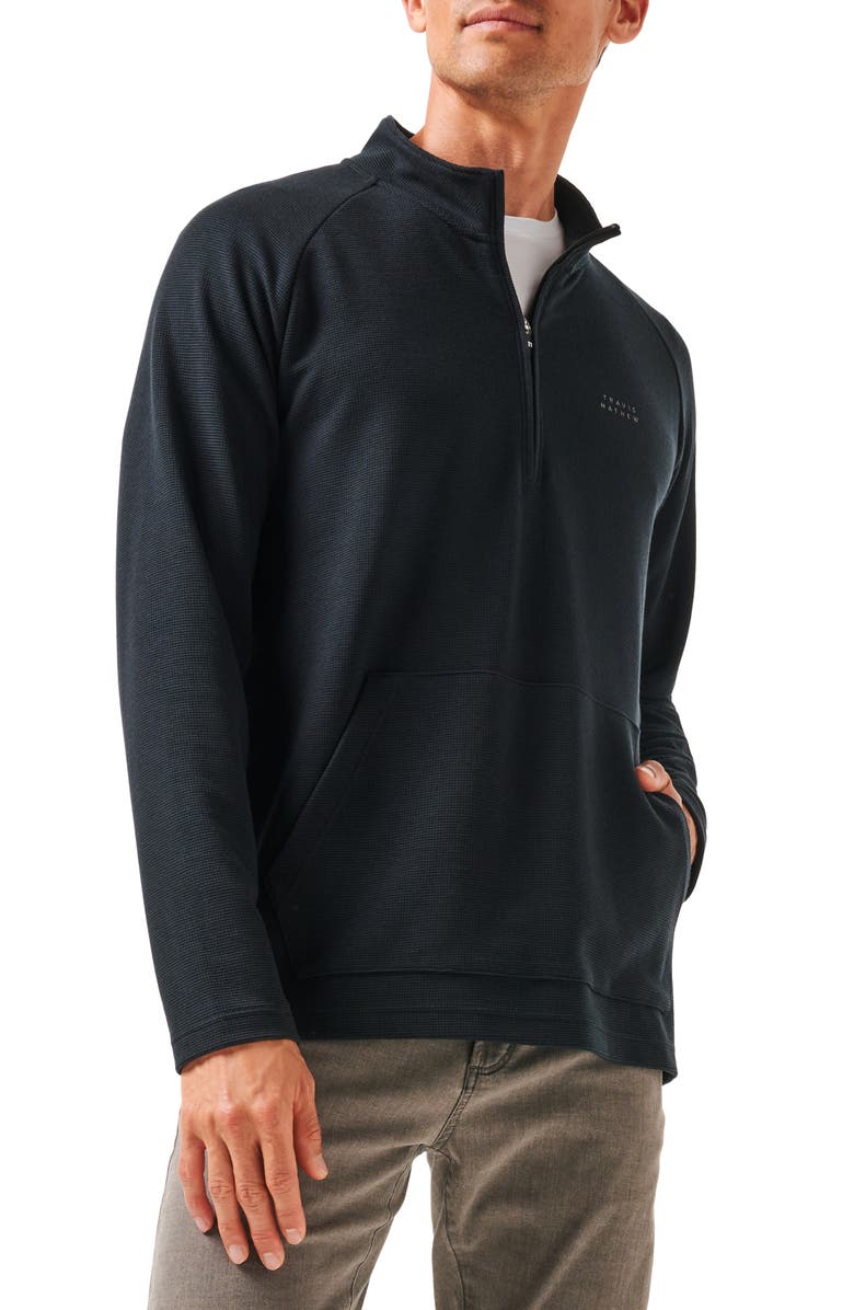 TravisMathew Thermal Quarter Zip Pullover, Main, color, Black