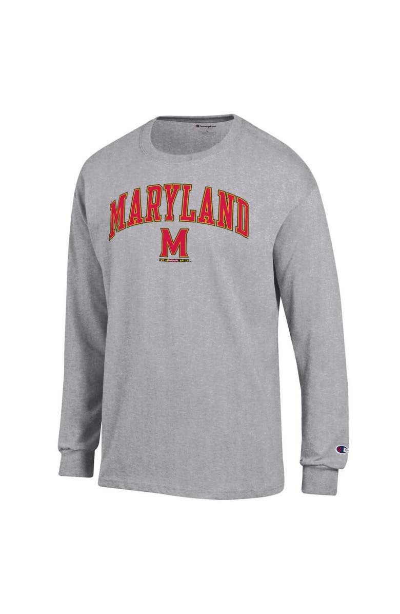 Champion Men's Champion Heather Gray Maryland Terrapins Arch Over Logo Long Sleeve T-Shirt, Alternate, color, Heather Gray