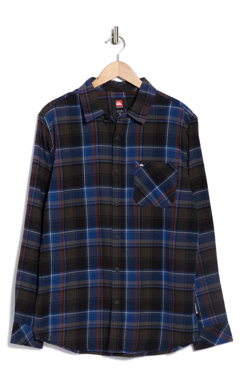 Quiksilver Buffalo Plaid Cotton Flannel Shirt, Alternate, color, Estate Blue