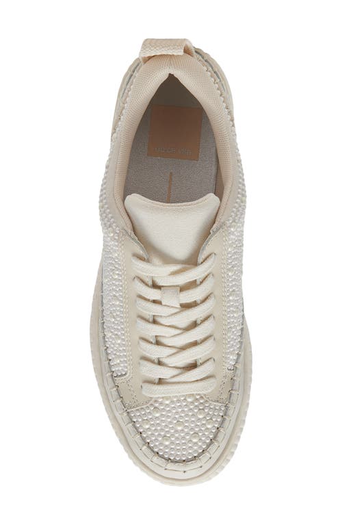 Dolce Vita Nicona Pearl Womens Embellished Leather Casual And Fashion Sneakers In Vanilla Pearl