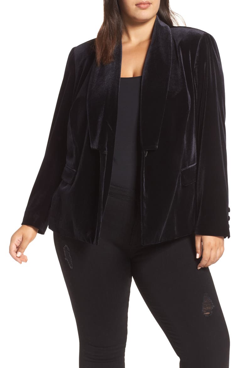 Velvet Blazer, Main, color, RICH BLACK