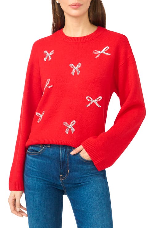 Sequin Bow Crewneck Sweater