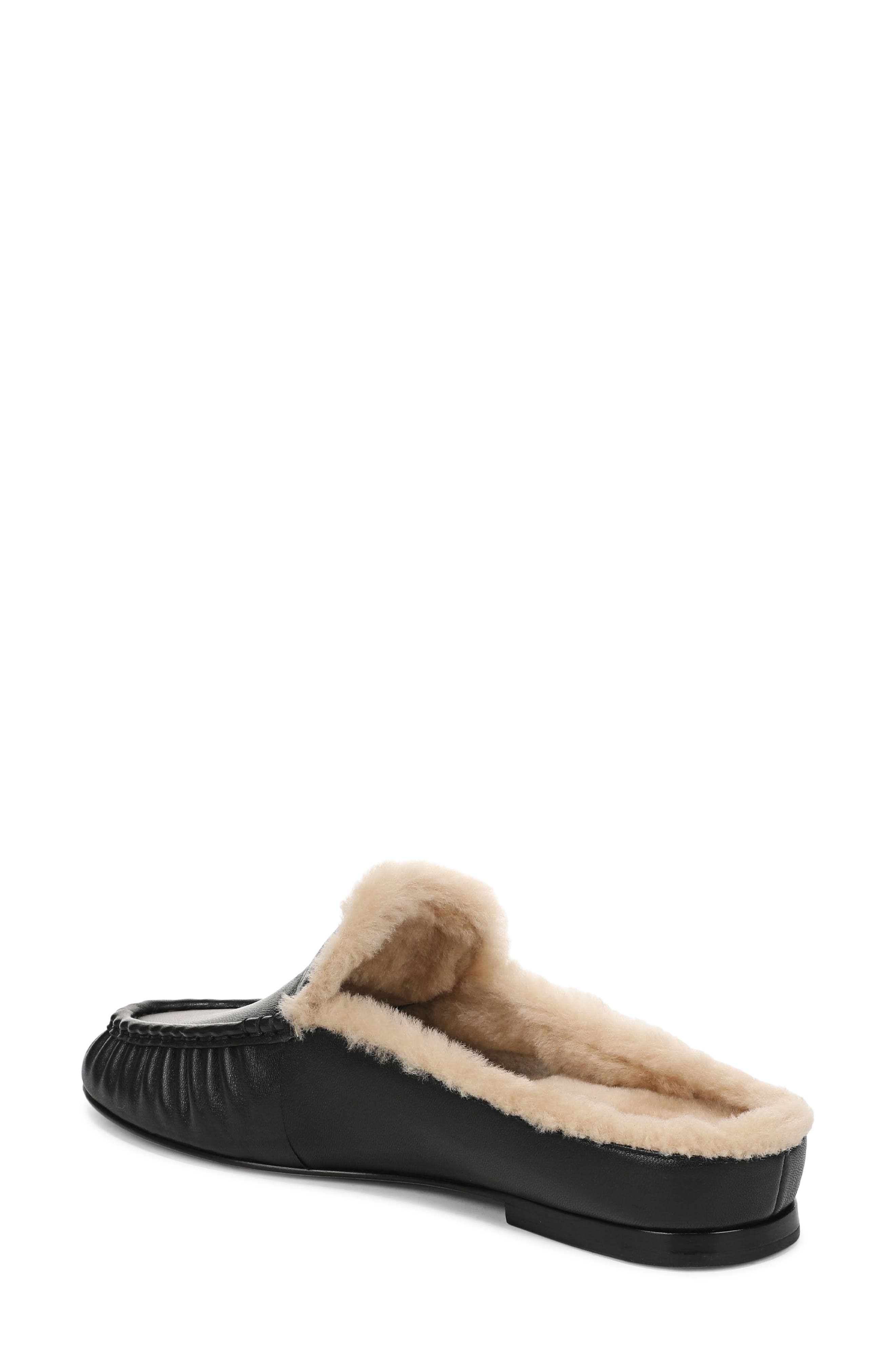Tevin Genuine Shearling Mule, Alternate, color, BLACK NAPPA LEATHER