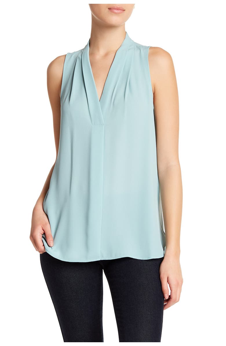 Vince Camuto Pleated V-Neck High/Low Tank Top, Main, color, 