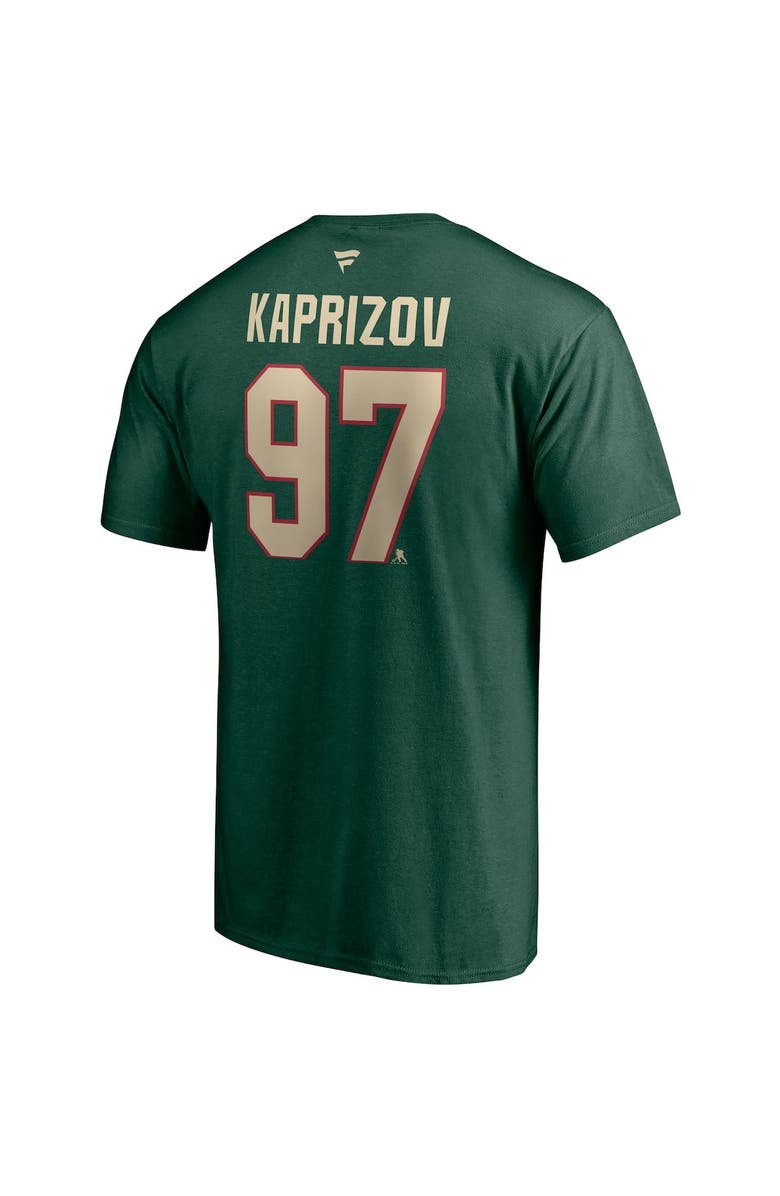 FANATICS Men's Fanatics Branded Kirill Kaprizov Green Minnesota Wild Authentic Stack Name & Number T-Shirt, Alternate, color, Green