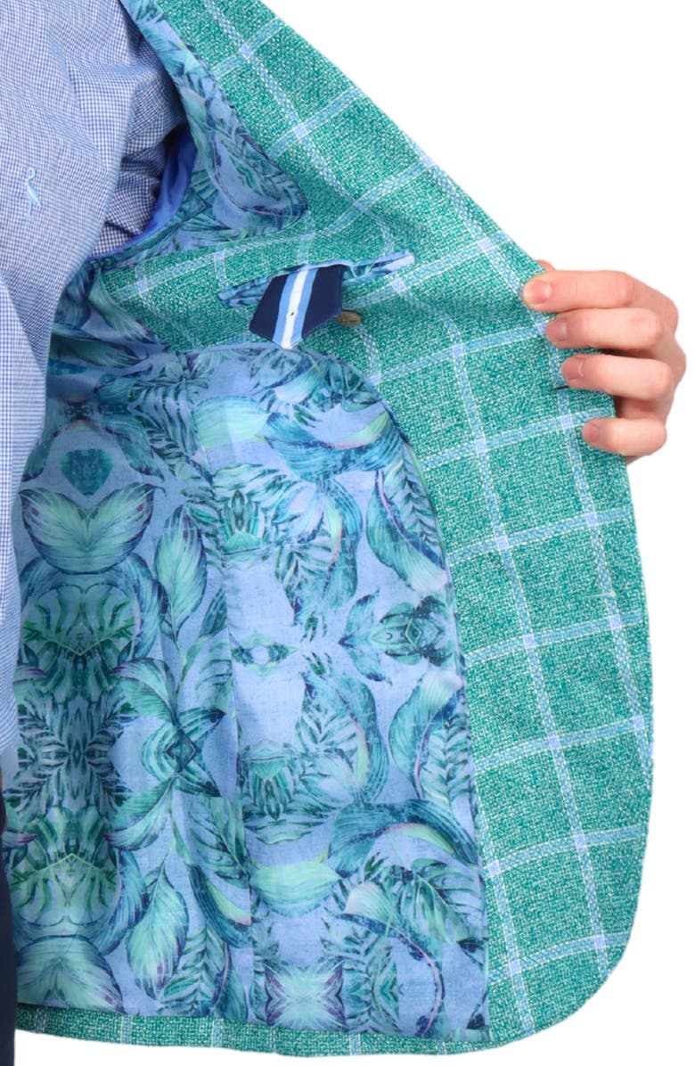 TailorByrd Textured Yarn Dye Windowpane Sport Coat, Alternate, color, Kelly Green
