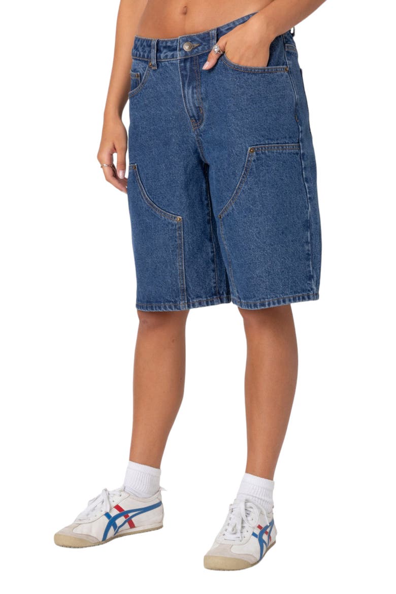 Jacqui Low Rise Denim Bermuda Shorts, Alternate, color, BLUE-WASHED