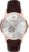 Emporio Armani Archetipo Automatic Leather Strap Watch