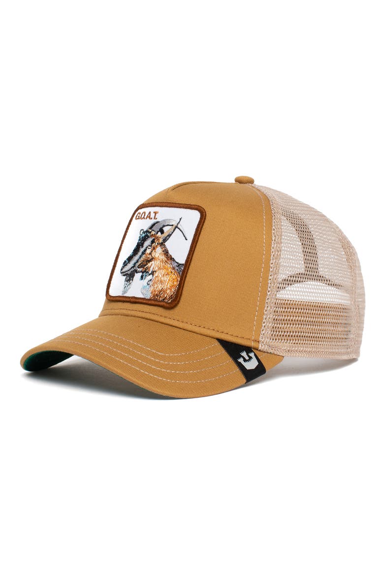 G.O.A.T. Patch Trucker Hat, Main, color, KHAKI