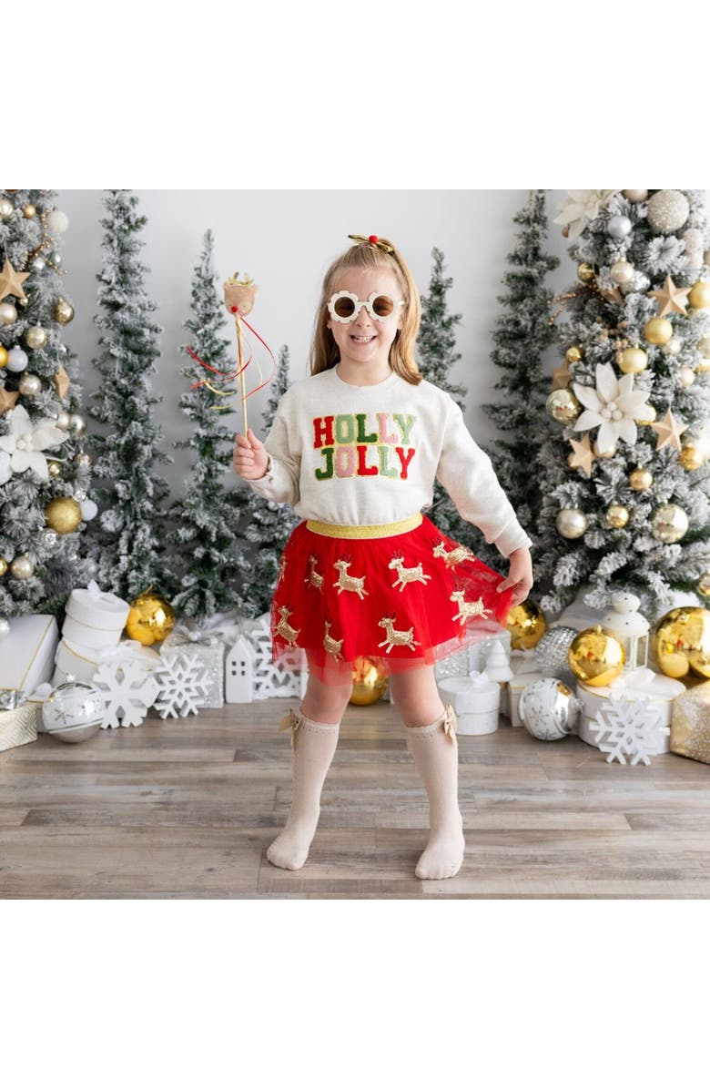 Sweet Wink Holly Jolly Patch Christmas Sweatshirt, Alternate, color, Natural