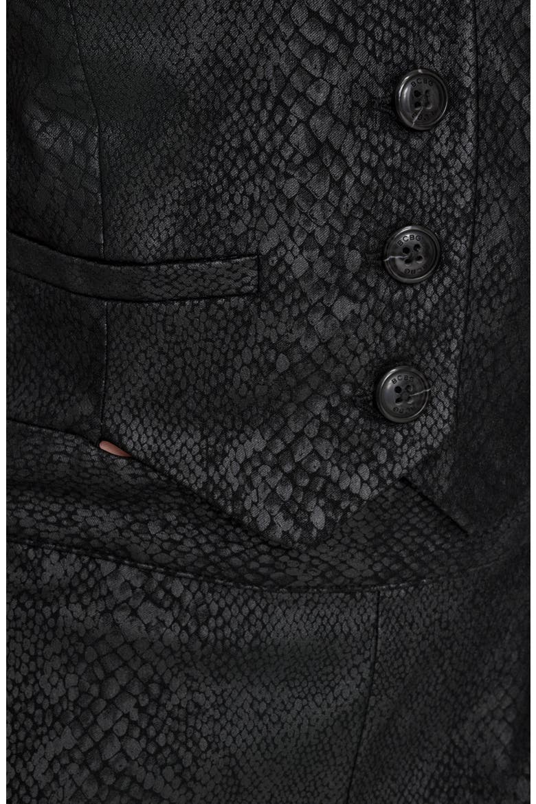 Snakeskin Foil Halter Jumpsuit, Alternate, color, BLACK