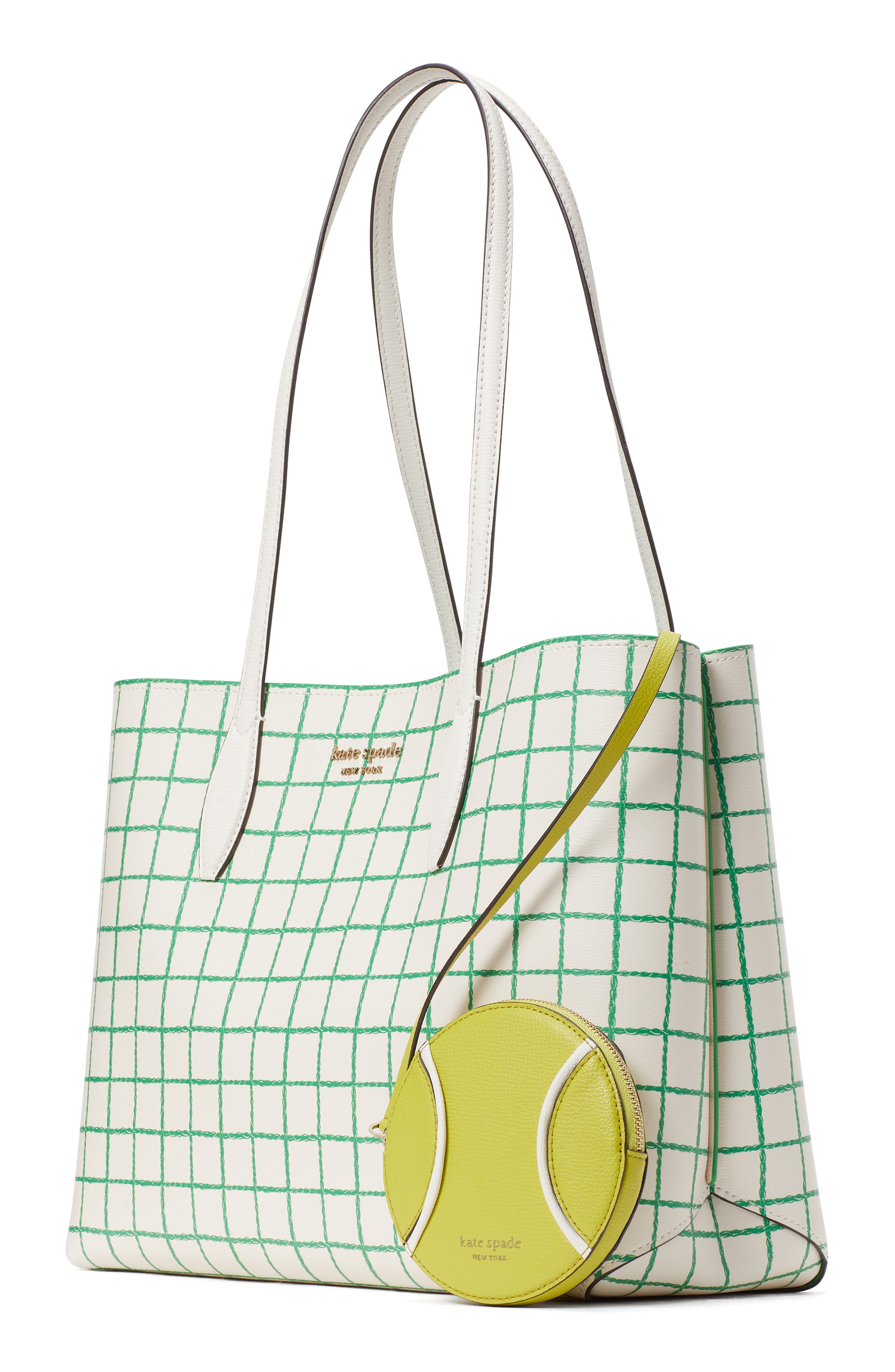 Kate Spade New York all day tennis check tote, Alternate, color, 