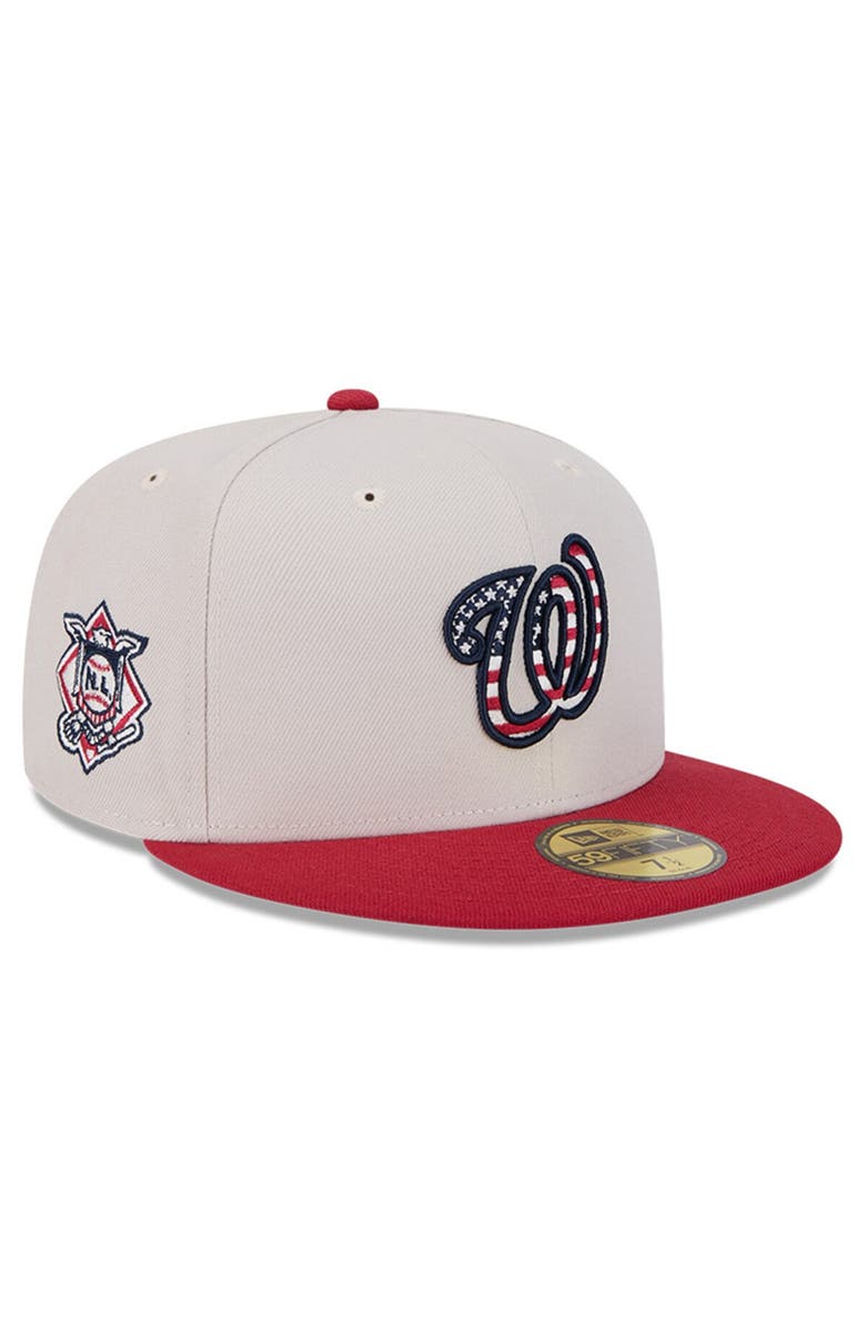 New Era Men's New Era  Khaki/Red Washington Nationals 2024 Fourth of July 59FIFTY Fitted Hat, Alternate, color, Khaki
