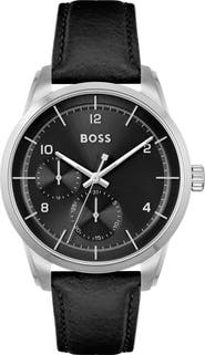 BOSS Sophio Multifunction Leather Strap Watch, 42mm
