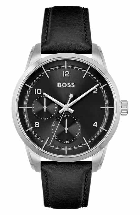 BOSS Sophio Multifunction Leather Strap Watch, 42mm