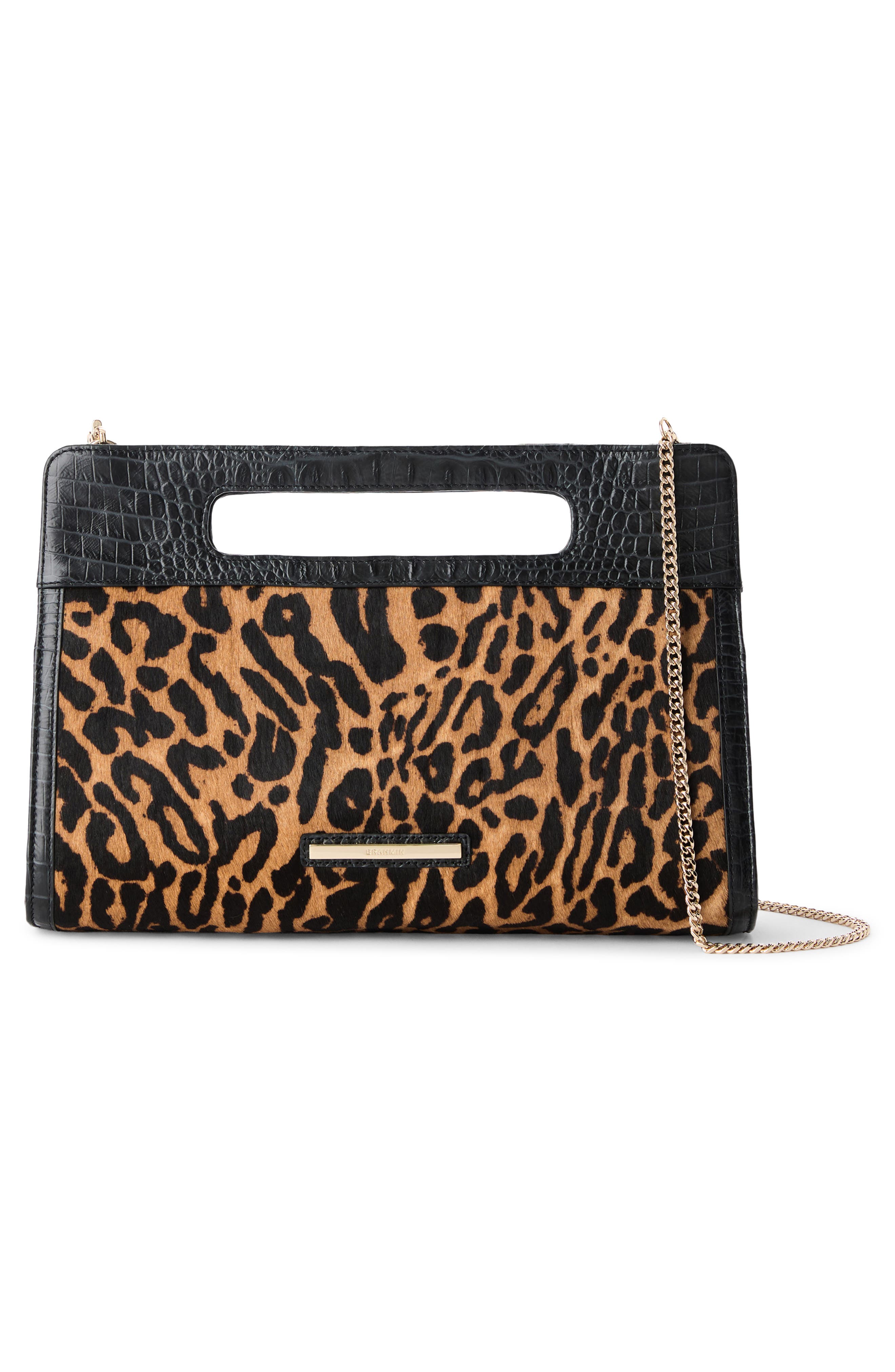 Brahmin Ravina Genuine Calf Hair Clutch, Alternate, color, Black