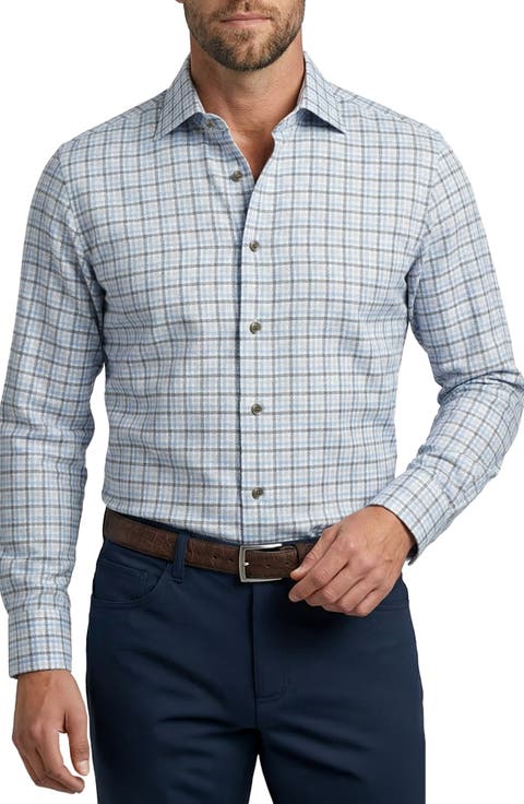 Multipane Plaid Cotton Twill Button-Up Shirt