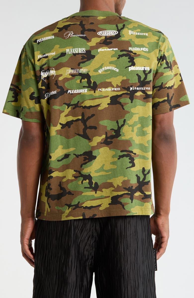 PLEASURES Wordmark Logo Cotton T-Shirt, Alternate, color, Woodland