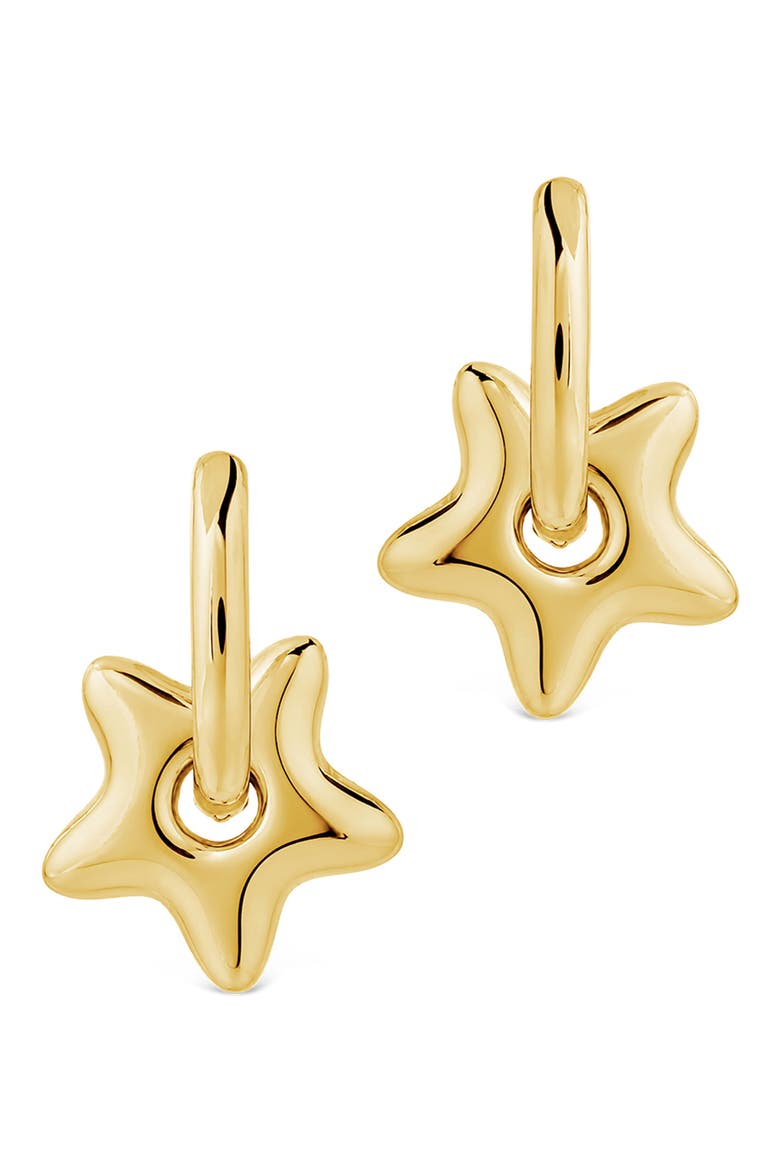 Star Charm Hoop Earrings, Alternate, color, GOLD