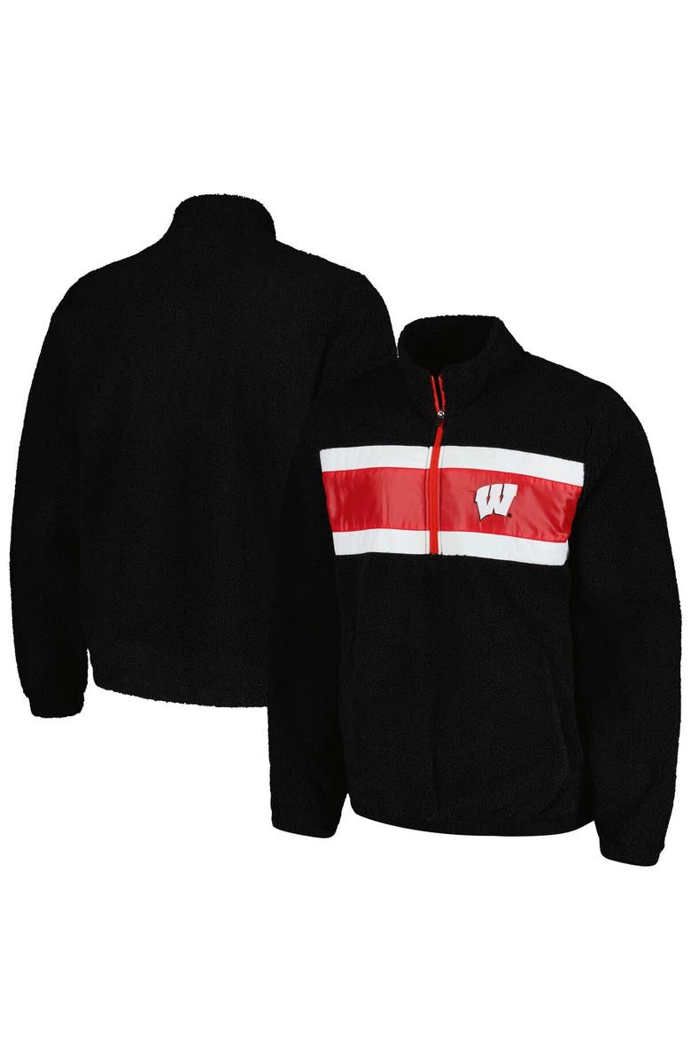 G-III SPORTS BY CARL BANKS Men's G-III Sports by Carl Banks Black Wisconsin Badgers Pinch Runner Half-Zip Top, Main, color, Black