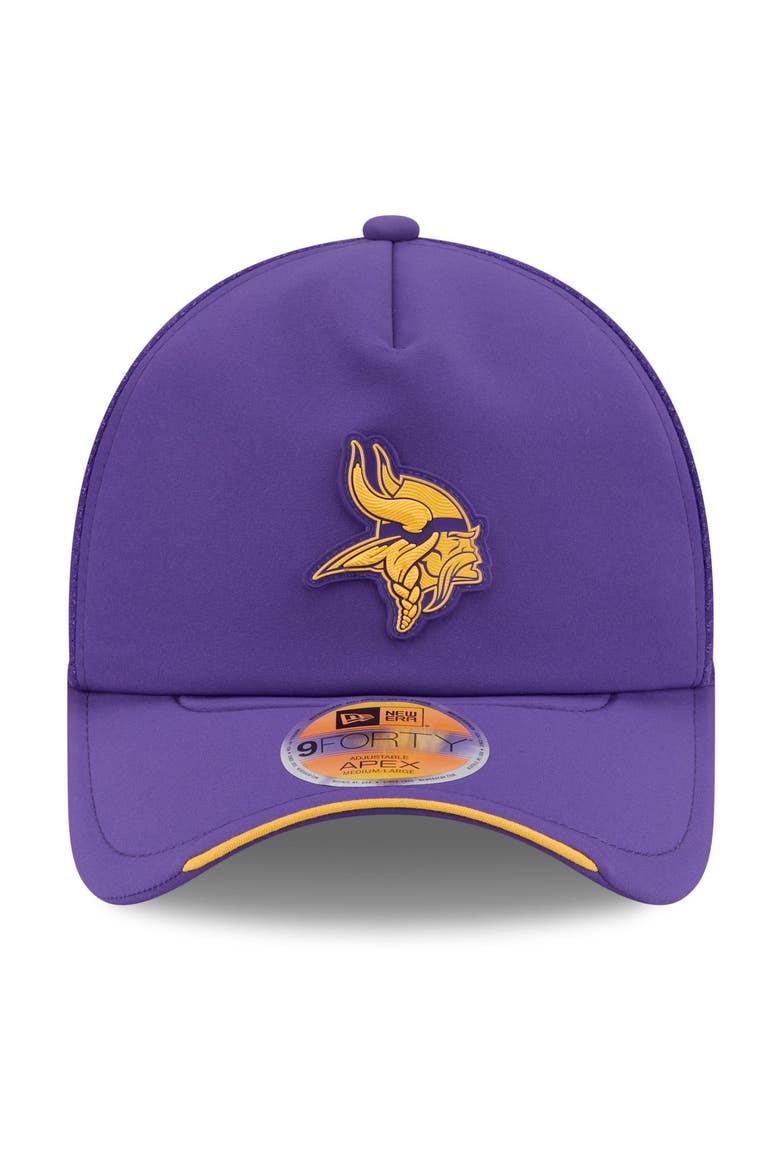 Men's New Era Purple Minnesota Vikings 2026 Sideline Apex 9FORTY Adjustable Trucker Hat, Alternate, color, Purple