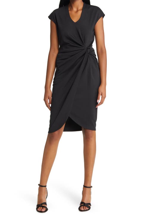 Twist Side V-neck Sheath Dress