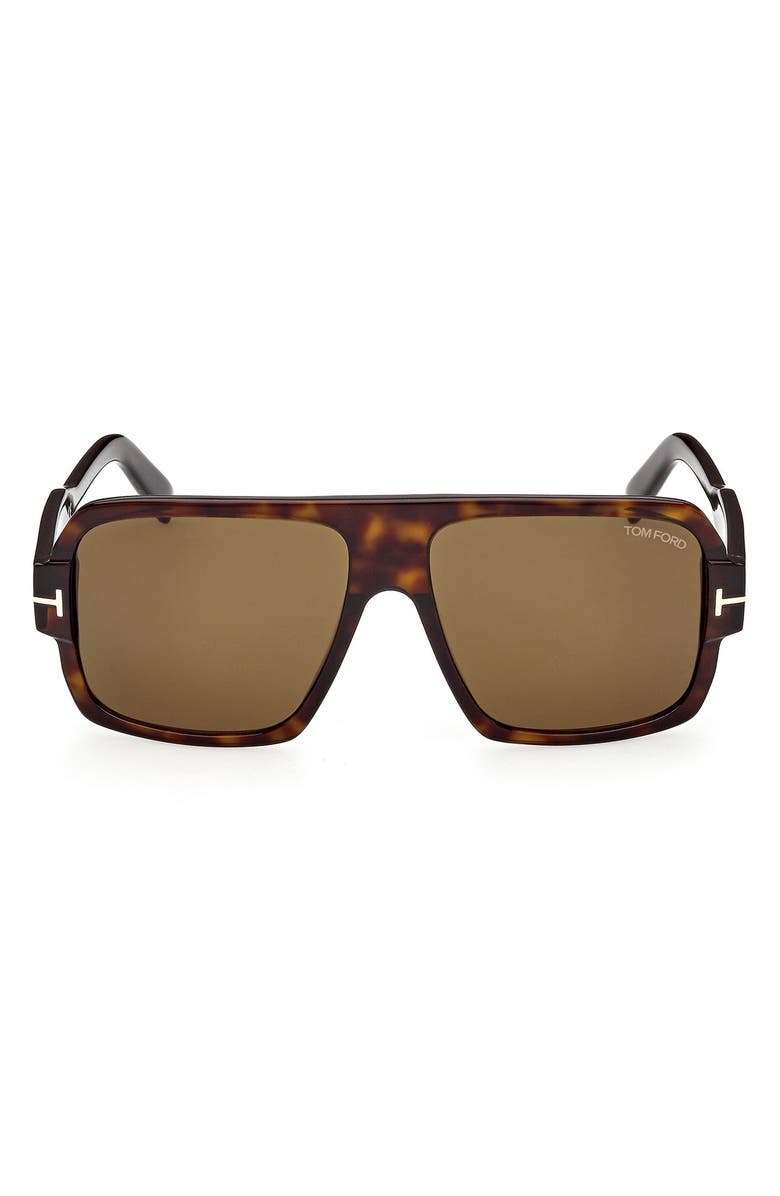 TOM FORD Camden 58mm Square Sunglasses, Main, color, Dark Havana / Roviex
