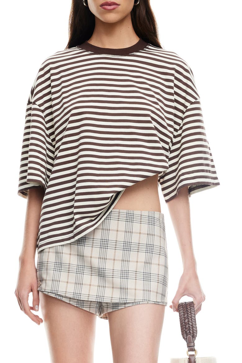 Bloom Stripe T-Shirt, Main, color, DARK CHOCOLATE STRIPE