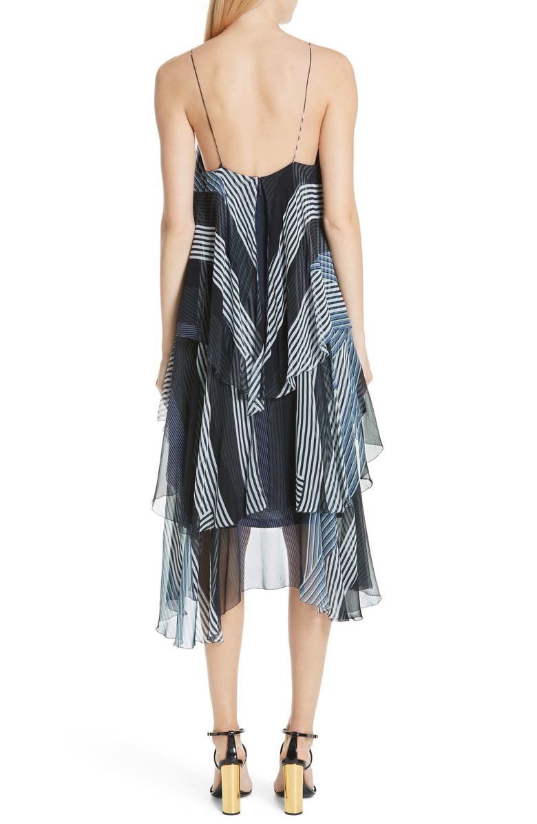 JASON WU GREY Jason Wu Collage Stripe Silk Tiered Dress, Alternate, color,
