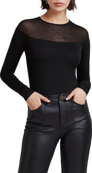 Marcella Pearl Sheer Yoke Jersey Top