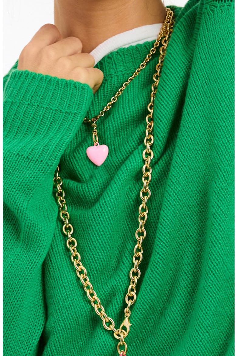 The Mini Happy Heart Pendant Necklace, Alternate, color, PINK