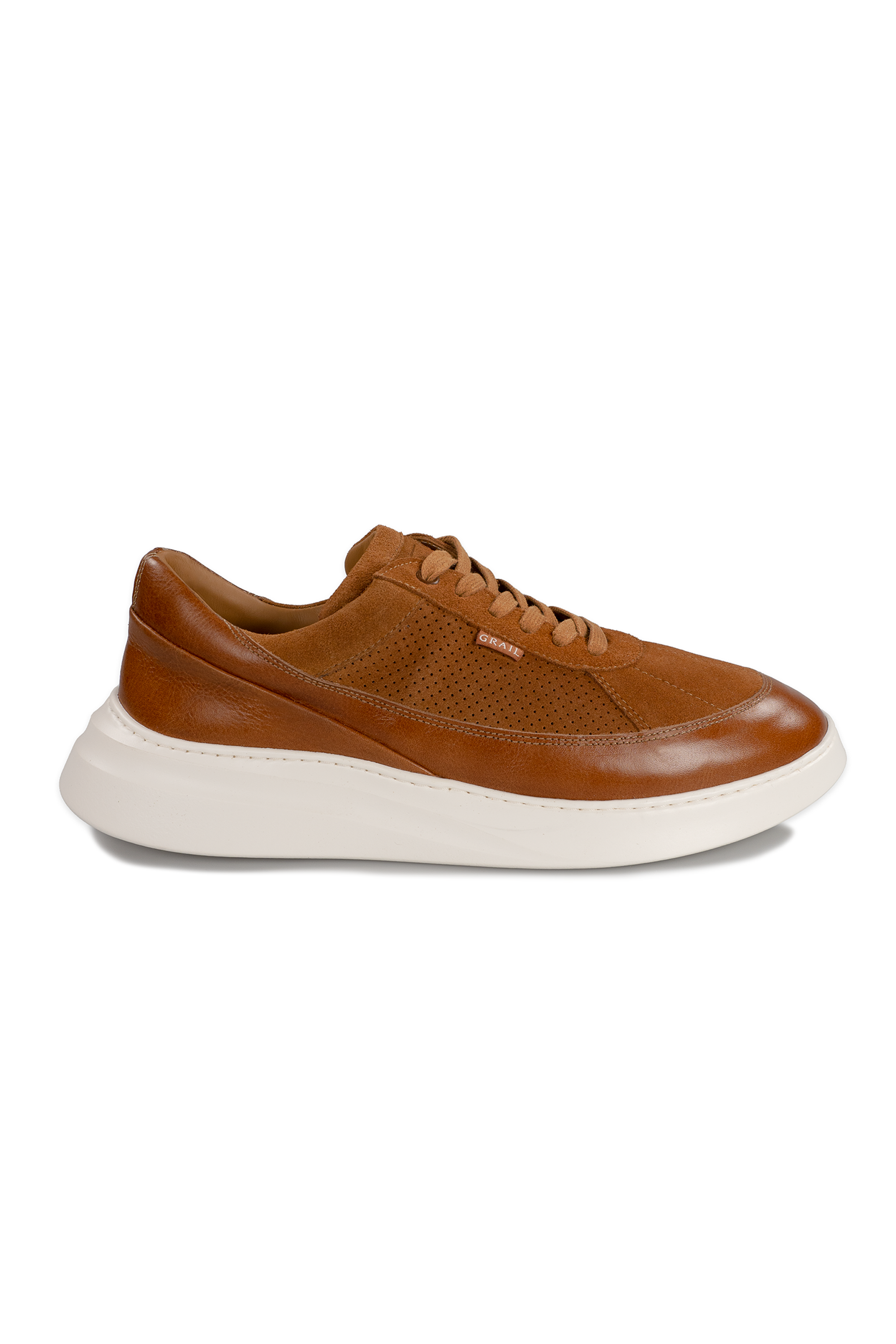 Showman Men's Leather Sneaker, Alternate, color, Cognac / White Sole