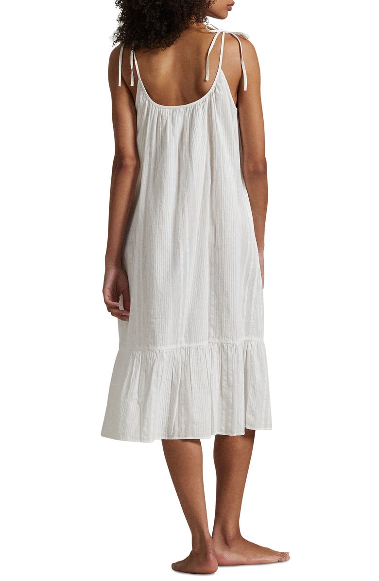 Polo Ralph Lauren Cotton Poplin Tiered Nightgown, Alternate, color, White Cloud