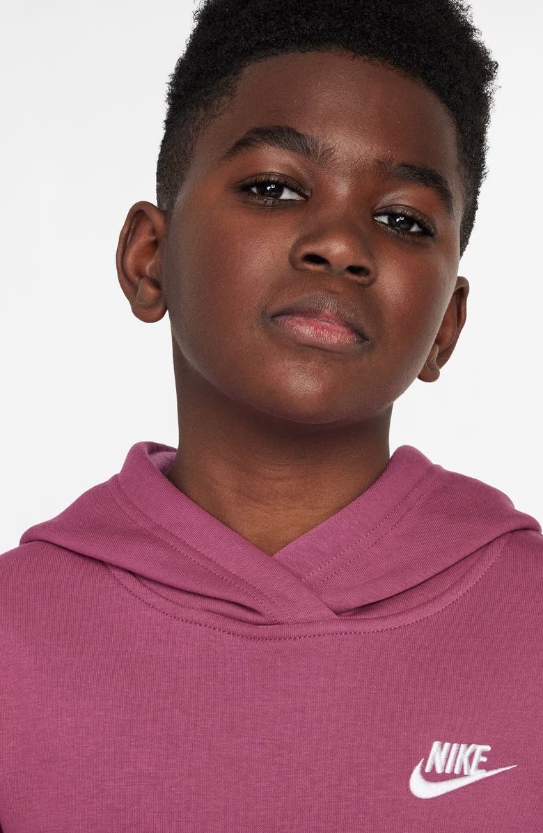 Nike Kids' Club Fleece Hoodie, Alternate, color, Sweet Beet/ White