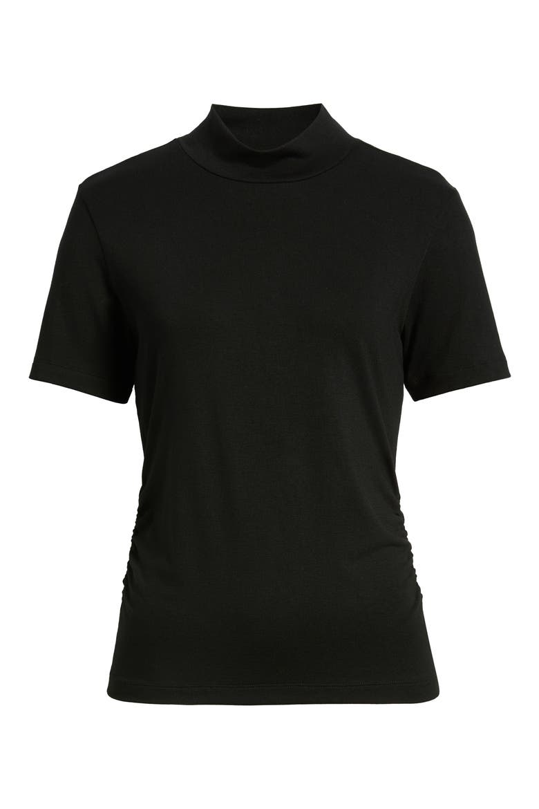 Short Sleeve Mock Neck Top, Alternate, color, BLACK