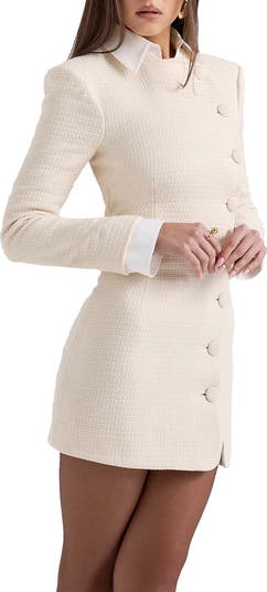 Leoni Houndstooth Long Sleeve Minidress