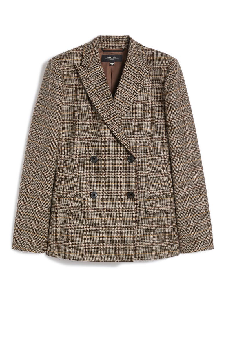 Giove Plaid Double Breasted Blazer, Alternate, color, CHOCOLATE