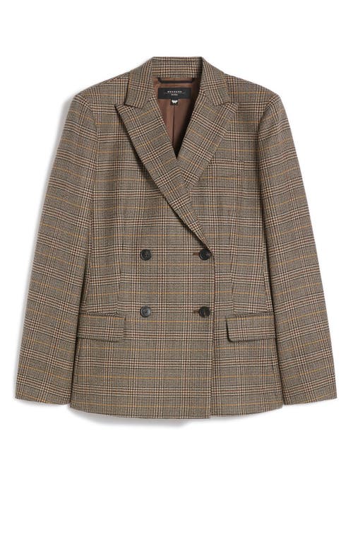 Weekend Max Mara Giove Plaid Double Breasted Blazer In Brown