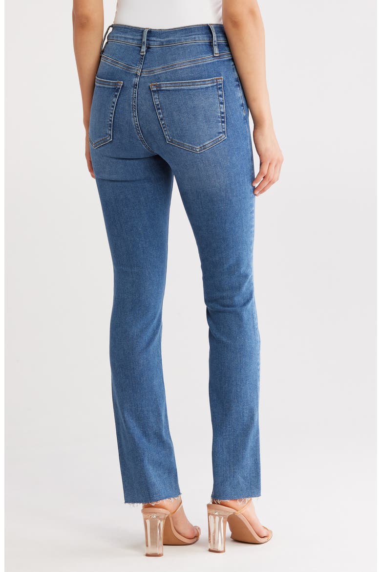 Le High Waist Straight Leg Fray Hem Jeans, Alternate, color, MERMAID