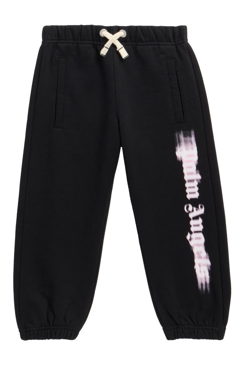 Kids' Blurred Logo Sweatpants, Main, color, BLACK - ROSE PINK