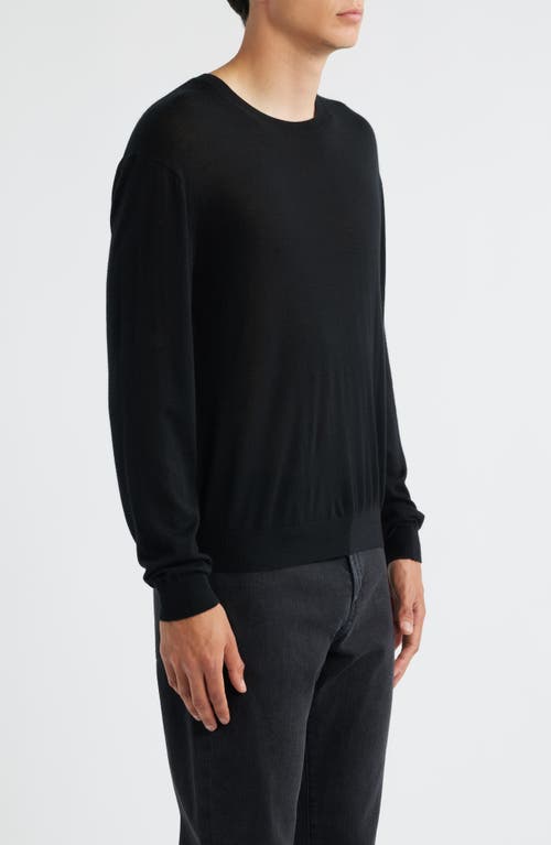 Frame Superfine Merino Wool & Cashmere Crewneck Sweater In Black