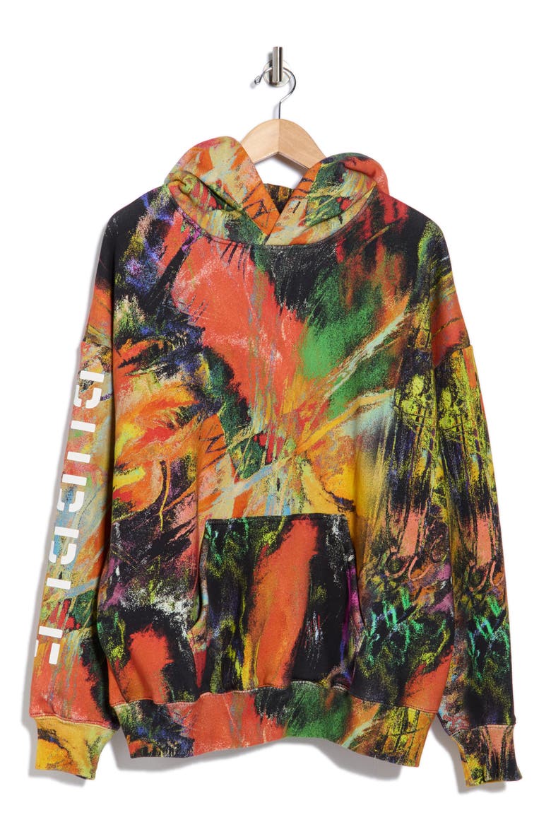 Relaxed Fit Logo Graphic Heavyweight Fleece Hoodie Logo Graphic Fleece Hoodie, Alternate, color, ORANGE MULTI