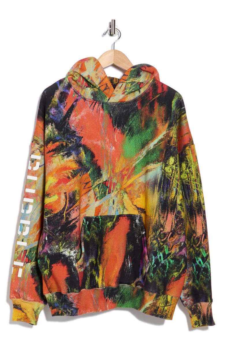 PURPLE BRAND Relaxed Fit Logo Graphic Heavyweight Fleece Hoodie Logo Graphic Fleece Hoodie, Alternate, color, Orange Multi