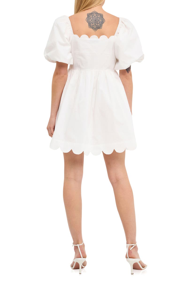 English Factory Scalloped Trim Puff Sleeve Cotton Minidress, Alternate, color, 